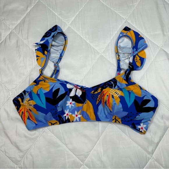 New NB No Boundaries‎ Juniors Ruffle Bralette Swim Top XL Extra Large 15 17 Blue - Picture 1 of 3